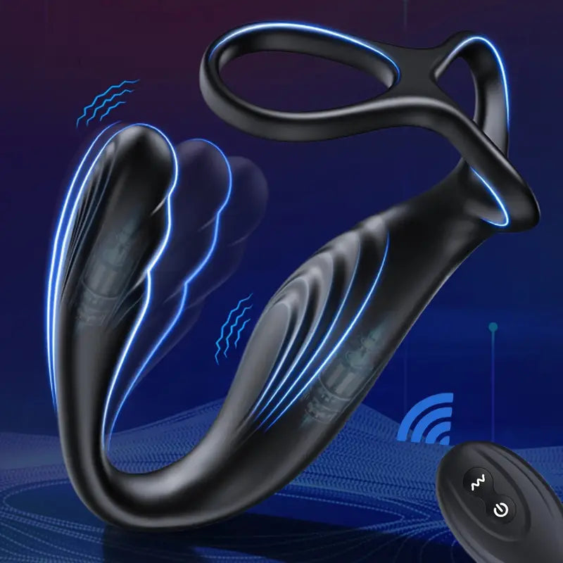 Adult Sex Toys Prostate Massager - Dual Vibrating Cock Ring Anal Plug