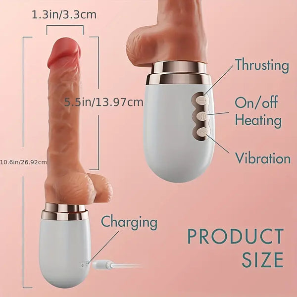 Realistic Thrusting Dildo Vibrator With Handle And Sucker Automatic Dildo Machine Sex Toy