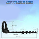 Vibrating Penis Ring With Anal Beads Butt Plug, 3 In 1 Silicone Penis Ring