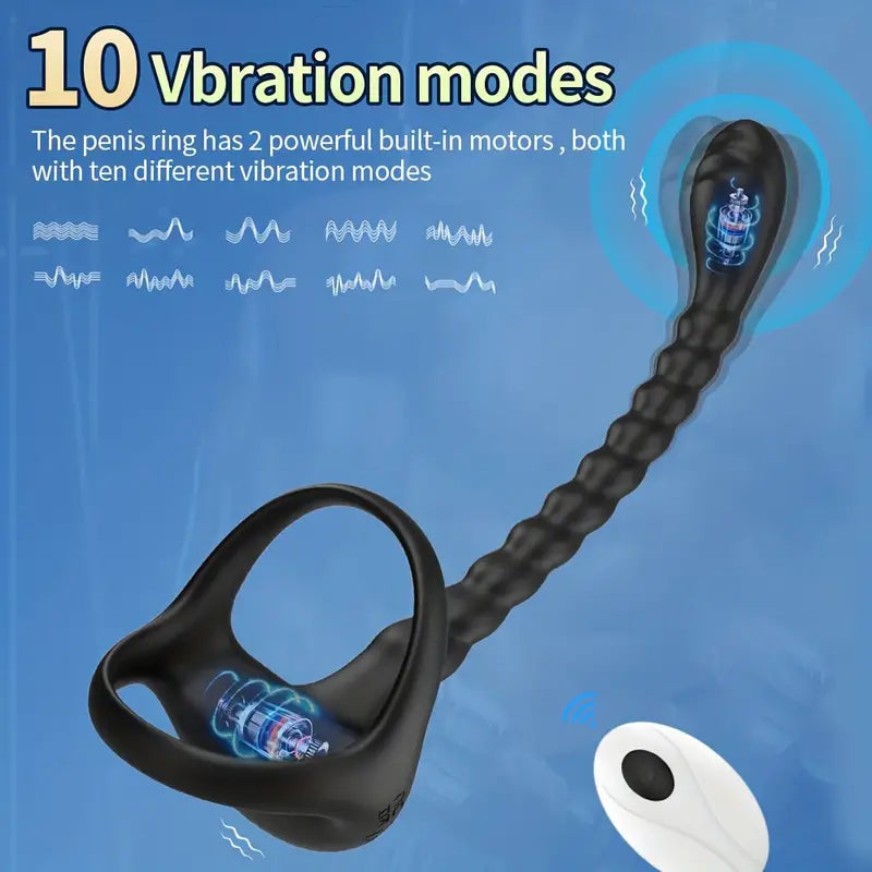 Vibrating Cock Ring Prostate Stimulator With Double Mini Bullets Sex Toys