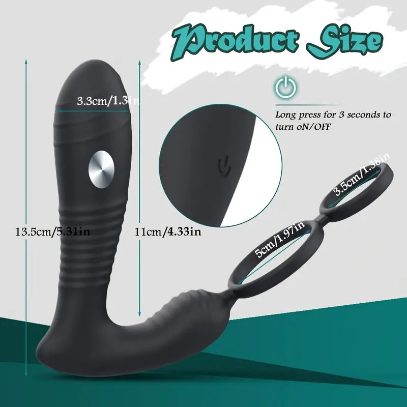 Electric Anal Plug Vibrator With Penis Ring Wireless Remote Prostate Massager Stimulator