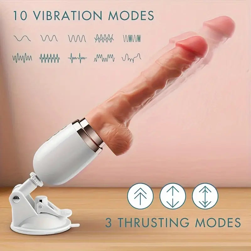 Realistic Thrusting Dildo Vibrator With Handle And Sucker Automatic Dildo Machine Sex Toy