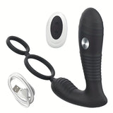 Electric Anal Plug Vibrator With Penis Ring Wireless Remote Prostate Massager Stimulator