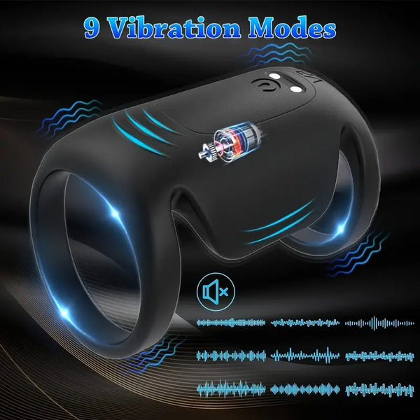 Wearable Penis Sleeve Penis Ring Vibrator, 9 Modes Waterproof Male Masturbator