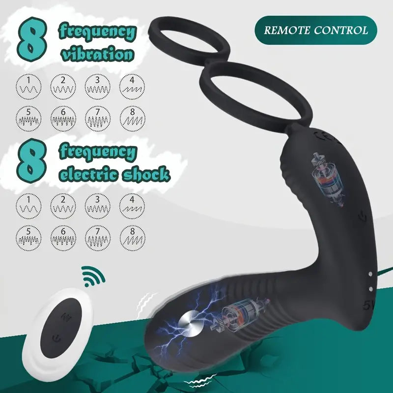 Electric Anal Plug Vibrator With Penis Ring Wireless Remote Prostate Massager Stimulator