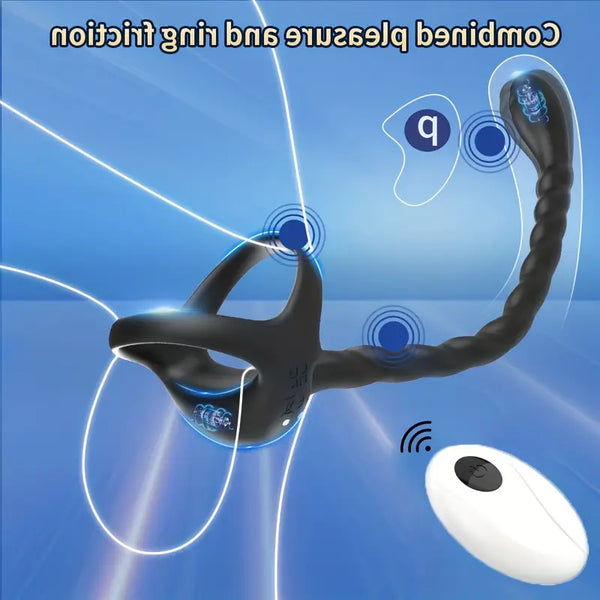 Vibrating Cock Ring Prostate Stimulator With Double Mini Bullets Sex Toys