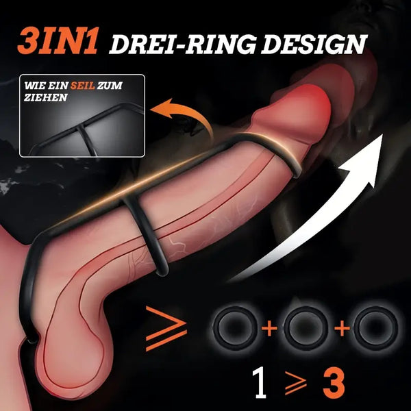 Silicone Penis Ring, 3-In-1 Ultra Soft Flexible Cock Ring