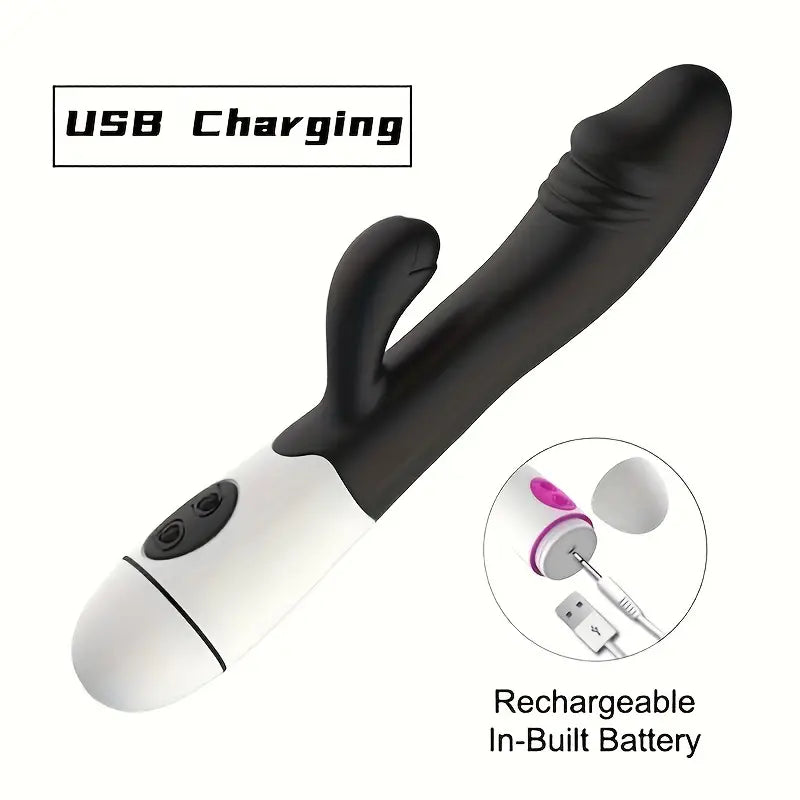 Rabbit Vibrator 30 Frequency USB Charging Double-headed Clitoral Vaginal Vibration Massage Stick Sex Toy For Women Adult Supplies