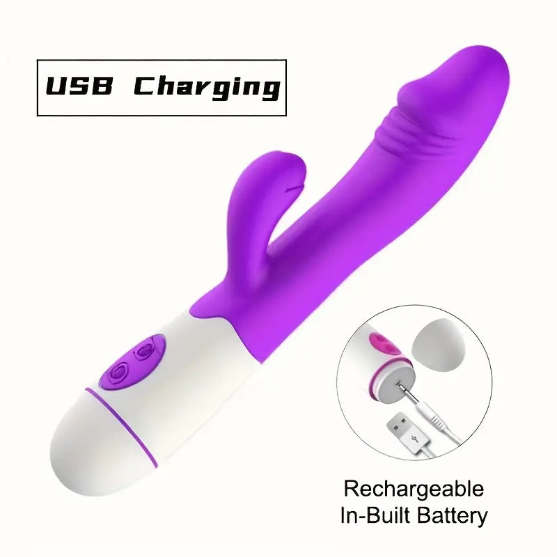 Rabbit Vibrator 30 Frequency USB Charging Double-headed Clitoral Vaginal Vibration Massage Stick Sex Toy For Women Adult Supplies