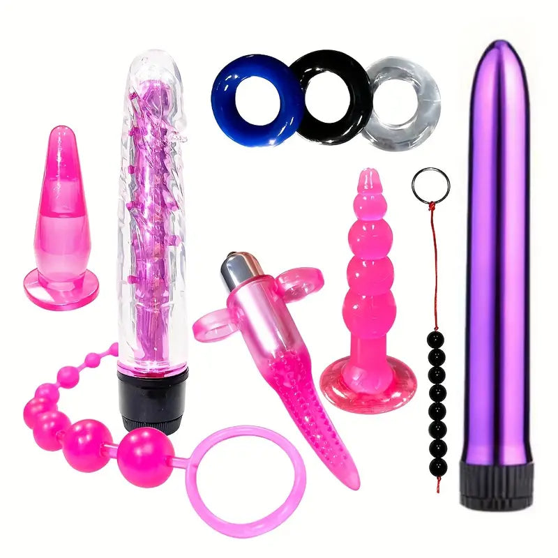 Anal Plug Vibrator Penis Rings Kit Couple Flirting Sex Toy