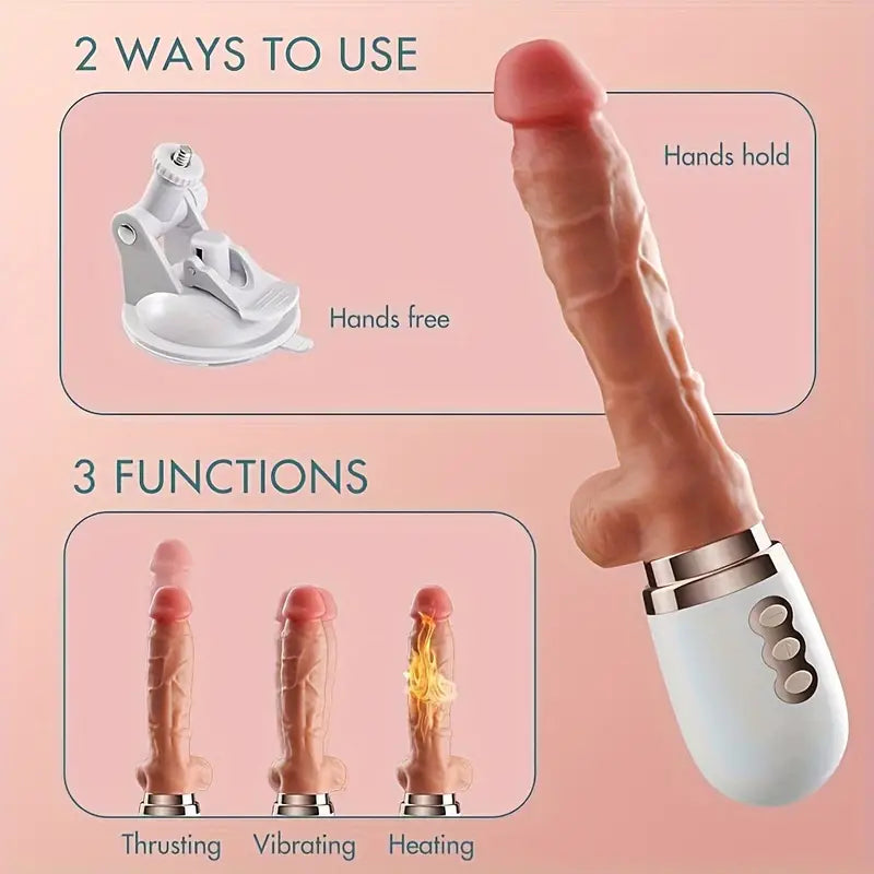 Realistic Thrusting Dildo Vibrator With Handle And Sucker Automatic Dildo Machine Sex Toy