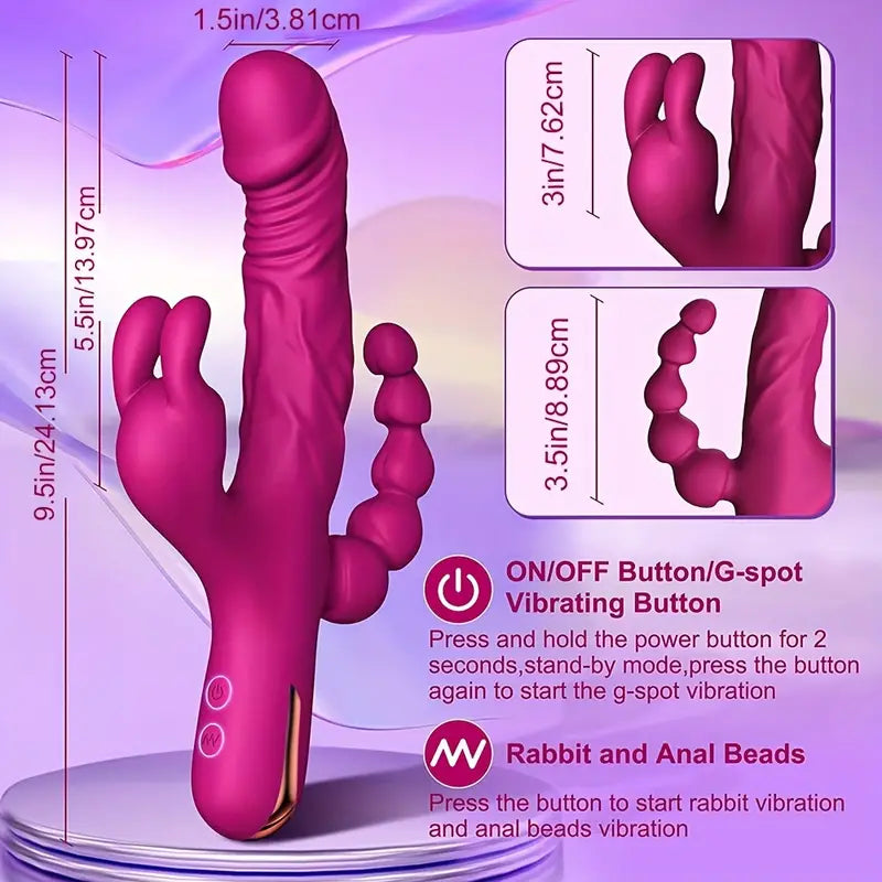 Rabbit Dildo Vibrator G-Spot Clitoris Stimulator Powerful Vibration Female Pleasure