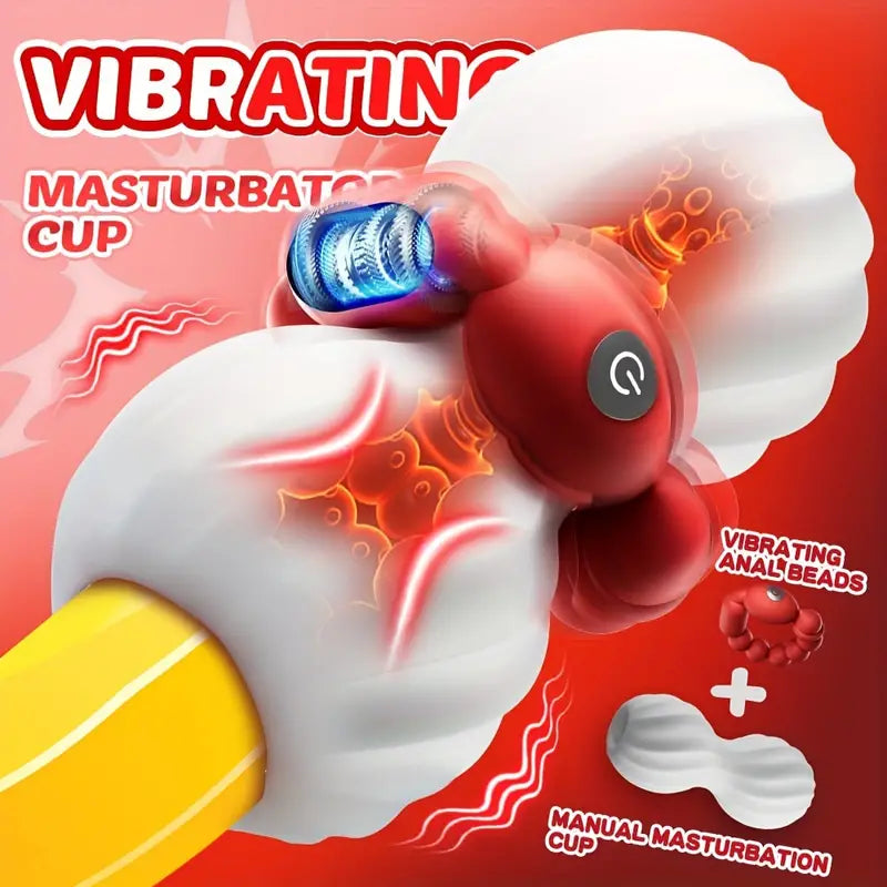 Heating Manual Male Masturbator With Vibrating Butt Plug Sex Toys