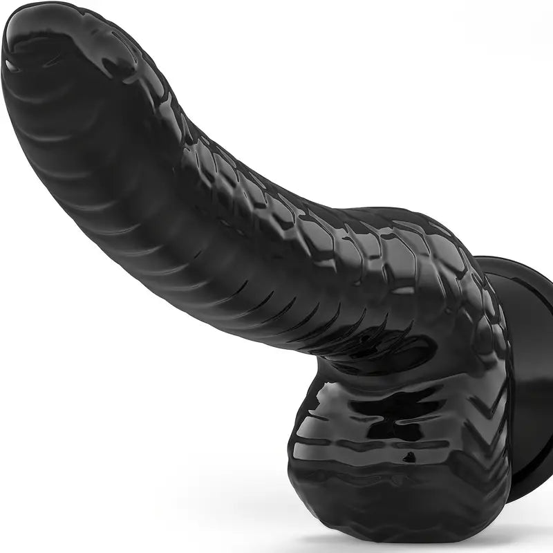 7.67inch Black Dildo With Snake Desgin, Realistic Dildo For G-spot Stimulation